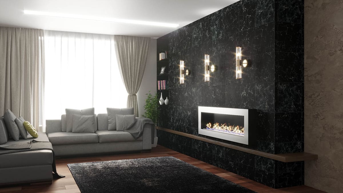 Биокамин "Русский огонь" Хай-тек 1500N настенный с защитным и декоративным стеклом по цене 66 250 руб.