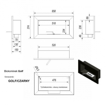 Настенный биокамин Kratki GOLF Настенный биокамин Kratki GOLF по цене
